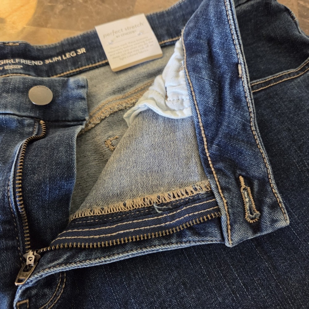 Chico's sz 3R Perfect Stretch Girlfriend Slim Leg Jeans NWT XL/16 casual denim‎ - Picture 8 of 15